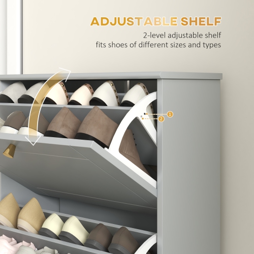 HOMCOM Narrow Shoe Cabinet with 3 Flip Drawers, Modern Shoe Storage Cabinet with Adjustable Shelves for Entryway, Hallway, Holds 12 Pairs of Shoes,