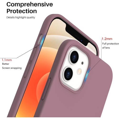 ORNARTO Compatible with iPhone 12 Case 6.1 and iPhone 12 Pro Case, Slim Liquid Silicone 3 Layers Full Covered Soft Gel Rubber Case Cover 6.1