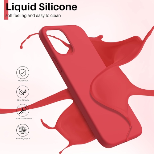 ORNARTO compatible avec l’étui iPhone 12 6,1 et l’étui iPhone 12 Pro, étui mince en silicone liquide à 3 couches de caoutchouc souple entièrement