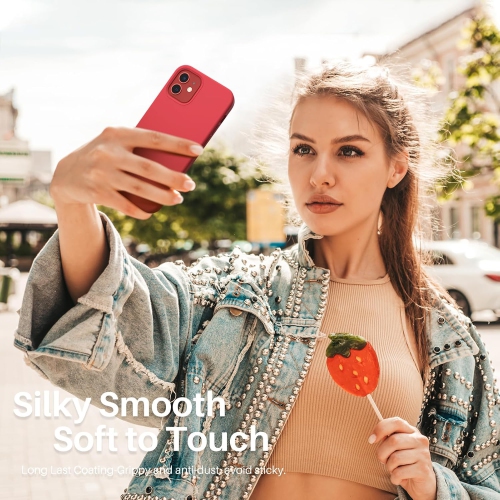 ORNARTO compatible avec l’étui iPhone 12 6,1 et l’étui iPhone 12 Pro, étui mince en silicone liquide à 3 couches de caoutchouc souple entièrement