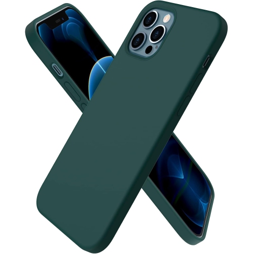 ORNARTO compatible avec l’étui iPhone 12 6,1 et l’étui iPhone 12 Pro, étui mince en silicone liquide 3 couches avec couverture complète en caoutchouc