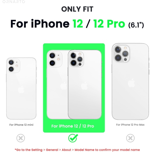 ORNARTO compatible avec l’étui iPhone 12 6,1 et l’étui iPhone 12 Pro, étui mince en silicone liquide 3 couches avec couverture complète en caoutchouc