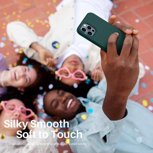 ORNARTO compatible avec l’étui iPhone 12 6,1 et l’étui iPhone 12 Pro, étui mince en silicone liquide 3 couches avec couverture complète en caoutchouc