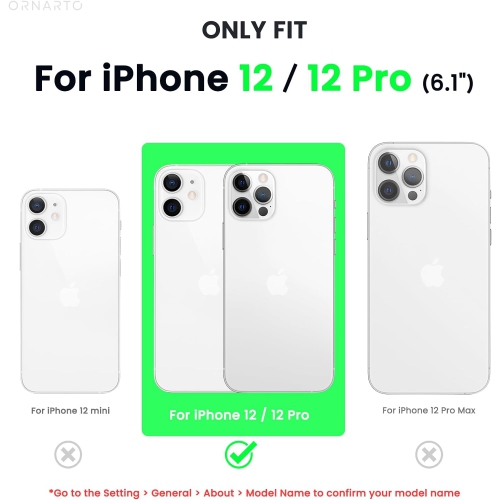 ORNARTO Compatible with iPhone 12 Case 6.1 and iPhone 12 Pro Case, Slim Liquid Silicone 3 Layers Full Covered Soft Gel Rubber Case Cover 6.1 inch-