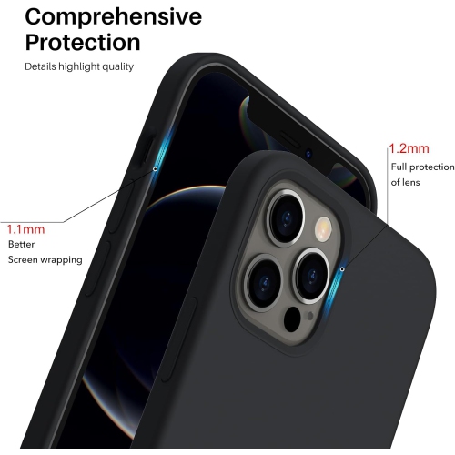 ORNARTO Compatible with iPhone 12 Case 6.1 and iPhone 12 Pro Case, Slim Liquid Silicone 3 Layers Full Covered Soft Gel Rubber Case Cover 6.1