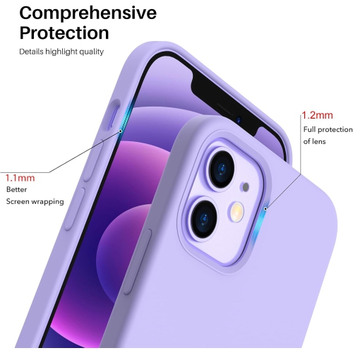 ORNARTO Compatible with iPhone 12 Case 6.1 and iPhone 12 Pro Case, Slim Liquid Silicone 3 Layers Full Covered Soft Gel Rubber Case Cover 6.1