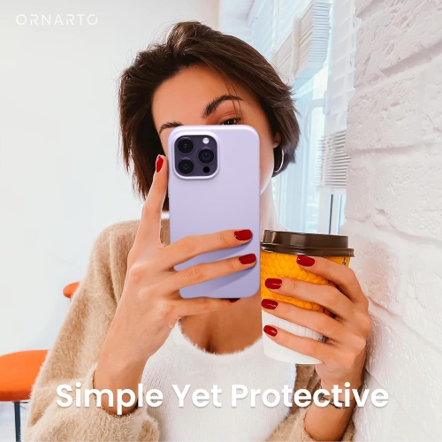 ORNARTO compatible avec l'étui iPhone 14 Pro 6,1, étui protecteur mince 3 couches silicone liquide, étui souple en caoutchouc, entièrement recouvert,