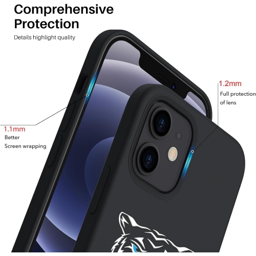 ORNARTO Compatible with iPhone 12 Mini Case, Slim Liquid Silicone 3 Layers Full Covered Soft Gel Rubber with Microfiber Case Cover 5.4 inch-Black