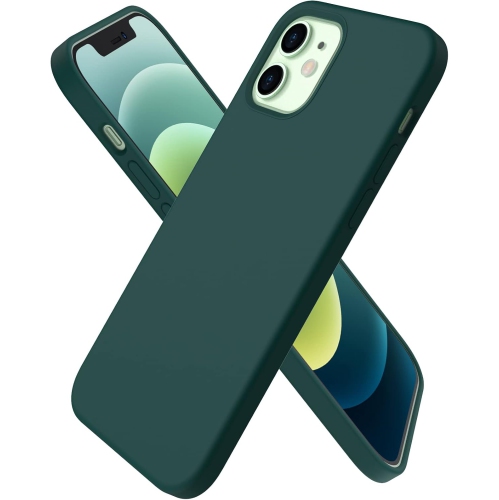 Image 1 de 7.. ORNARTO compatible avec iPhone 12 Mini, Slim Liquid silicone 3 couches, caoutchouc souple entièrement recouvert de gel avec étui en microfibre