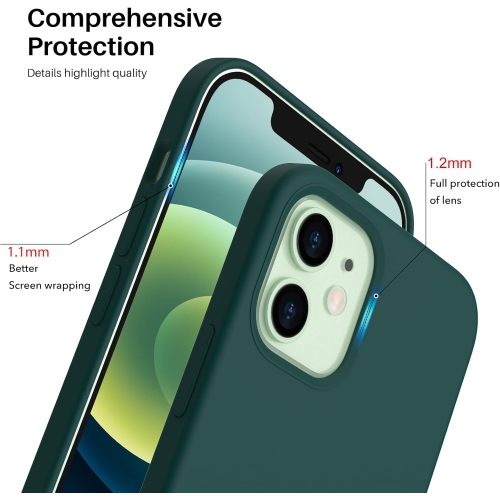 ORNARTO Compatible with iPhone 12 Mini Case, Slim Liquid Silicone 3 Layers Full Covered Soft Gel Rubber with Microfiber Case Cover 5.4 inch-Cyprus