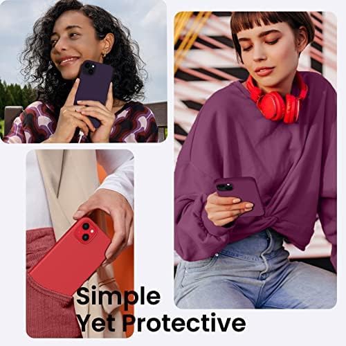 ORNARTO compatible avec l’étui iPhone 14 6,1, étui protecteur mince en silicone liquide 3 couches avec couverture souple en caoutchouc de gel, étui