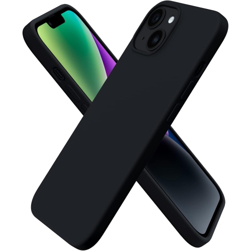 Image 1 de 7.. ORNARTO compatible avec l’étui iPhone 14 6,1, étui protecteur mince en silicone liquide 3 couches avec couverture souple en caoutchouc de gel, étui