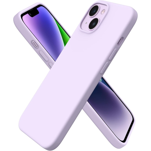 ORNARTO Compatible with iPhone 14 Case 6.1, Slim Liquid Silicone 3 Layers Full Covered Soft Gel Rubber Case Protective Cover 6.1 inch-Pastel Lilac