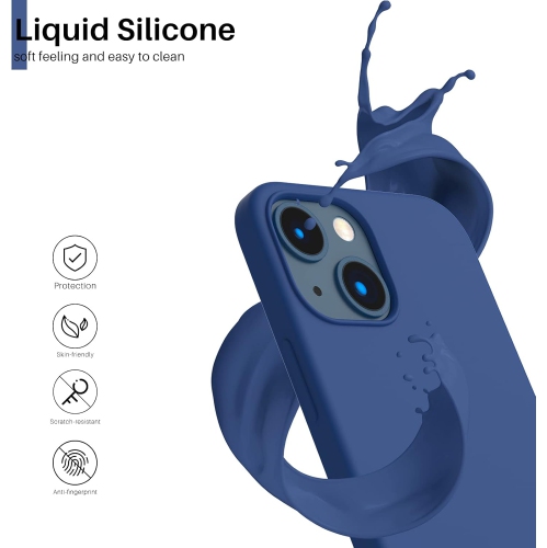 ORNARTO compatible avec iPhone 13 Mini, Slim Liquid silicone 3 couches, caoutchouc souple entièrement recouvert de gel avec étui en microfibre