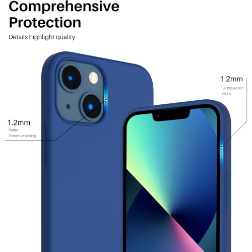 ORNARTO compatible avec iPhone 13 Mini, Slim Liquid silicone 3 couches, caoutchouc souple entièrement recouvert de gel avec étui en microfibre