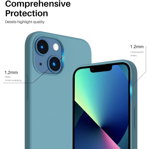 ORNARTO Compatible with iPhone 13 Mini Case, Slim Liquid Silicone 3 Layers Full Covered Soft Gel Rubber with Microfiber Case Cover 5.4 inch-Cactus