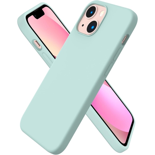 Image 1 de 6.. ORNARTO compatible avec iPhone 13 Mini, Slim Liquid silicone 3 couches, caoutchouc souple entièrement couvert, étui en microfibre 5,4&nbsp;po-Vert