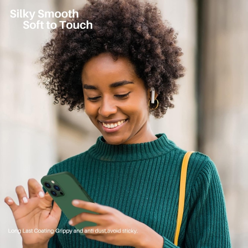 ORNARTO Compatible with iPhone 13 Pro Max Case 6.7", Slim Liquid Silicone 3 Layers Full Covered Soft Gel Rubber Case Cover 6.7 inch-Clover Green