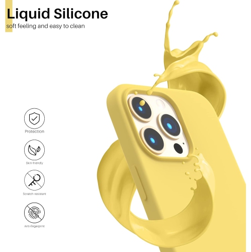 ORNARTO compatible avec l'étui iPhone 13 Pro 6,1, étui mince en silicone liquide 3 couches avec revêtement intégral en caoutchouc souple en gel