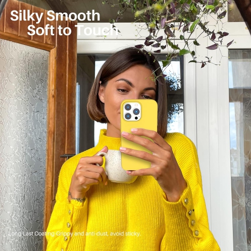 ORNARTO compatible avec l'étui iPhone 13 Pro 6,1, étui mince en silicone liquide 3 couches avec revêtement intégral en caoutchouc souple en gel