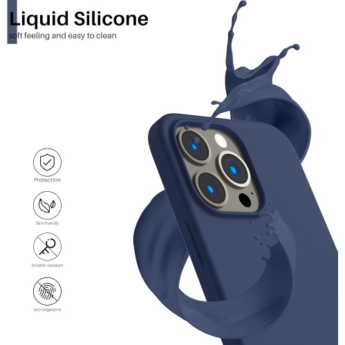 ORNARTO compatible avec l'étui iPhone 13 Pro 6,1, étui mince en silicone liquide 3 couches, étui souple en caoutchouc, entièrement recouvert, gel,