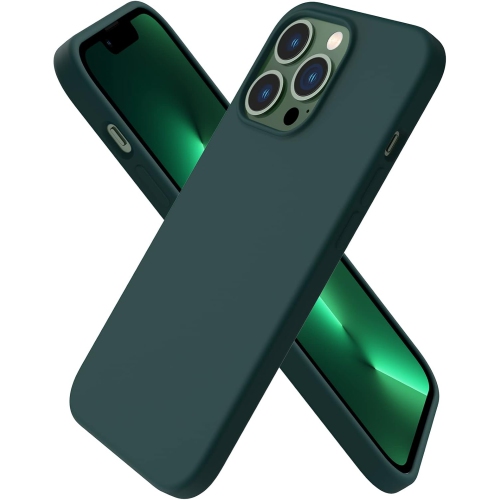 ORNARTO compatible avec l'étui iPhone 13 Pro 6,1, Slim Liquid silicone 3 couches, étui souple en caoutchouc gel, couverture 6,1&nbsp;po-Vert olive