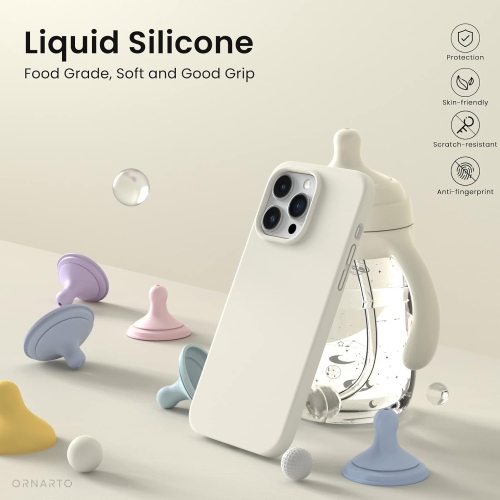 ORNARTO Compatible with iPhone 14 Pro Max Case 6.7, Slim Liquid Silicone 3 Layers Full Covered Soft Gel Rubber Case Protective Cover 6.7