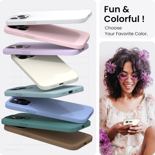 ORNARTO Compatible with iPhone 14 Pro Max Case 6.7, Slim Liquid Silicone 3 Layers Full Covered Soft Gel Rubber Case Protective Cover 6.7