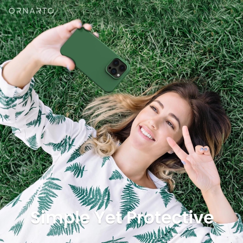 ORNARTO compatible avec l’étui iPhone 14 Pro Max 6,7, étui protecteur mince 3 couches silicone liquide, étui souple en caoutchouc, entièrement