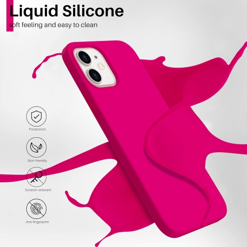 ORNARTO Compatible with iPhone 12 Case 6.1 and iPhone 12 Pro Case, Slim Liquid Silicone 3 Layers Full Covered Soft Gel Rubber Case Cover 6.1 inch-Hot