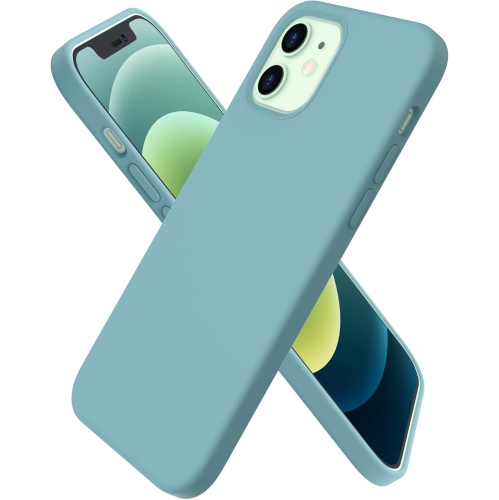 ORNARTO compatible avec l’étui iPhone 12 6,1 et l’étui iPhone 12 Pro, étui mince en silicone liquide à 3 couches de caoutchouc souple entièrement