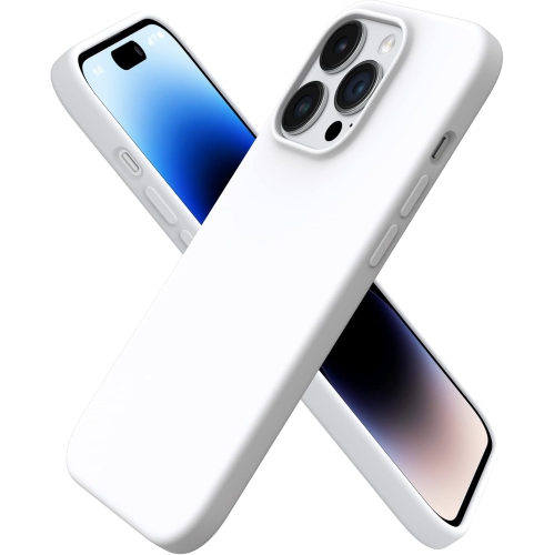 ORNARTO  Compatible With Iphone 14 Pro Case 6.1, Slim Liquid Silicone 3 Layers Full Covered Soft Gel Rubber Case Protective Cover 6.1 Inch-White
