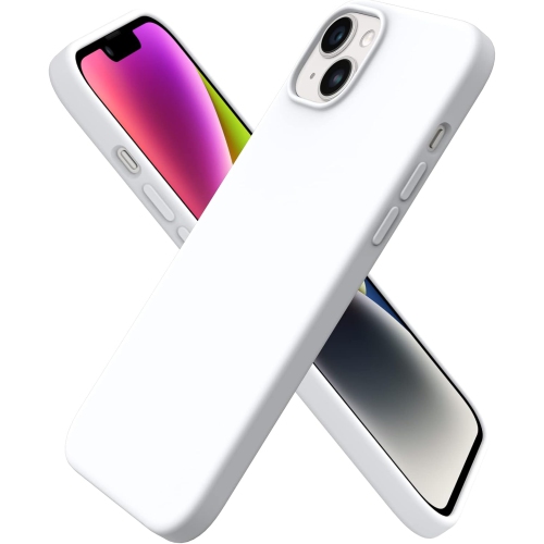 ORNARTO  Compatible With Iphone 14 Case 6.1, Slim Liquid Silicone 3 Layers Full Covered Soft Gel Rubber Case Protective Cover 6.1 Inch-White