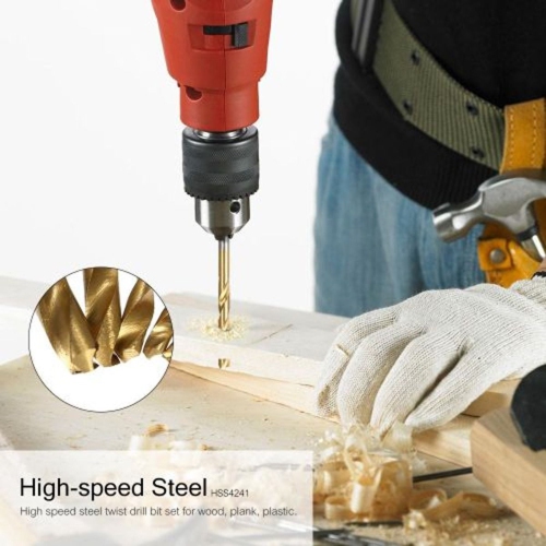 50-Piece Titanium Coated Drill Bit Set: For Wood, Metal, and Plastic, Achieve Professional Results with This High-Quality Drill Bit Set