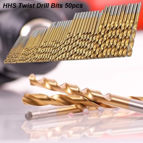 50-Piece Titanium Coated Drill Bit Set: For Wood, Metal, and Plastic, Achieve Professional Results with This High-Quality Drill Bit Set