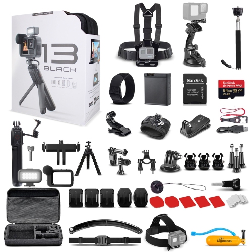 GoPro HERO13 Creator Edition Action Camera with 64GB Card and 50 Piece DiGiNerds Accessory Kit