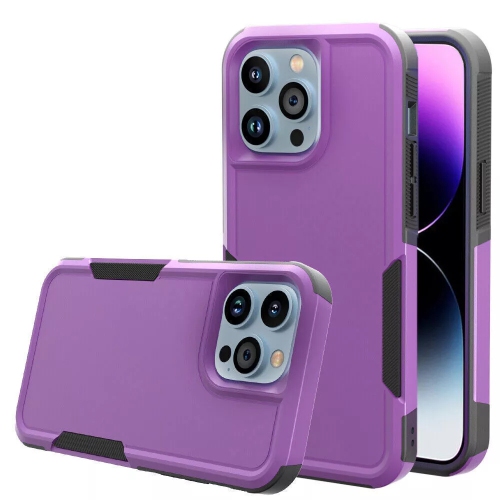 [CS] Dual Layers Heavy Duty Rubber Armor Hard Case Cover for iPhone 16 Pro, Purple
