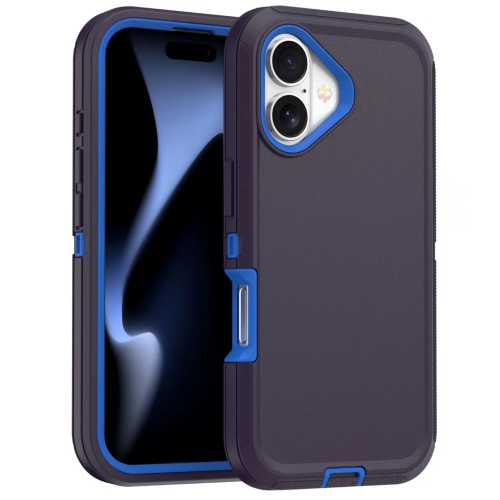 [CS] Triple 3 Layers Shockproof Heavy Duty Defender Hard Case for iPhone 16 Plus, Navy