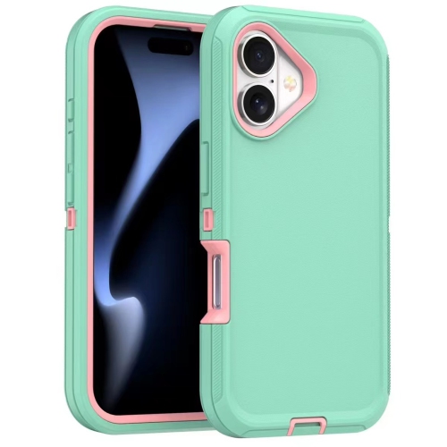 [CS] Triple 3 Layers Shockproof Heavy Duty Defender Hard Case for iPhone 16 Plus, Teal