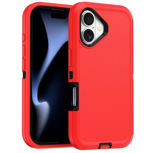CSMART  [Cs] Triple 3 Layers Shockproof Heavy Duty Defender Hard Case for Iphone 16 Plus In Red
