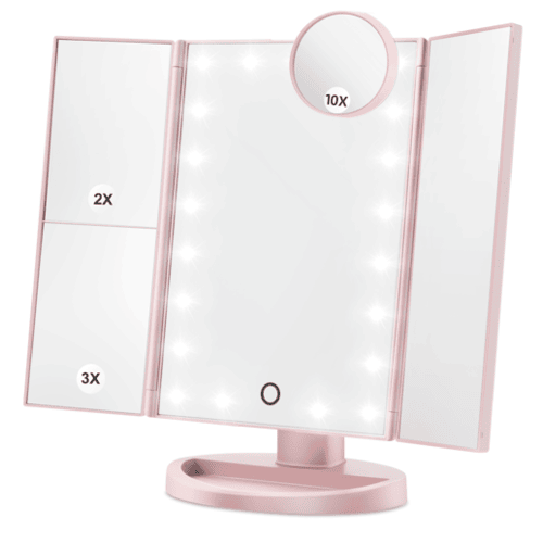 HAMSWAN  Makeup Mirror Vanity Mirror, 1X 2X 3X 10X Magnifying, Lighted Makeup Mirror, Touch Control, Dual Power Supply, Portable Led Makeup Mirror