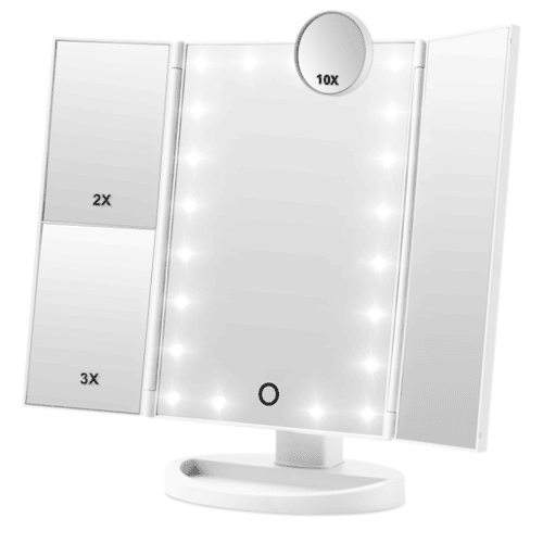 HAMSWAN  Makeup Mirror Vanity Mirror, 1X 2X 3X 10X Magnifying, Lighted Makeup Mirror, Touch Control, Dual Power Supply, Portable Led Makeup Mirror