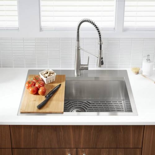 Kohler 33" Wide Pro-Inspired Kitchen Sink Kit w/ Cutting Board + Faucet