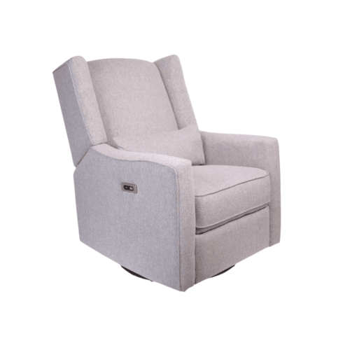 L'il Angels Contour Pedic Power Glider, Elegant Wingback Recliner with Swivel, USB Charging, and Ultimate Comfort - Grey