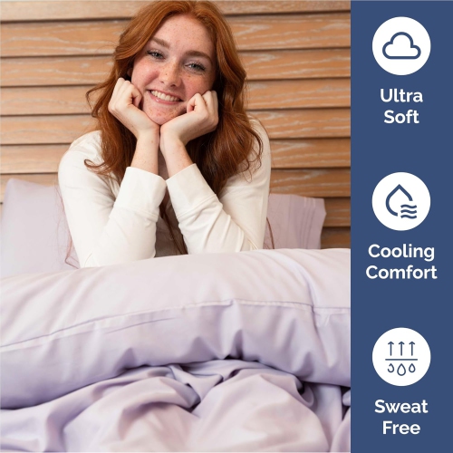 Ensemble de draps 4 pièces pour lit double - Comfy Breathable & Cooling Sheets - Hotel Luxury Bed - poches profondes, Easy-Fit, draps doux et sans