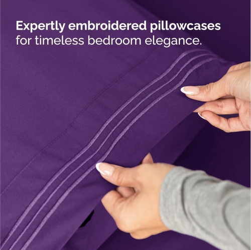 Full Size 4 Piece Sheet Set - Comfy Breathable & Cooling Sheets - Hotel Luxury Bed Sheets - Deep Pockets, Easy-Fit, Extra Soft & Wrinkle Free Sheets