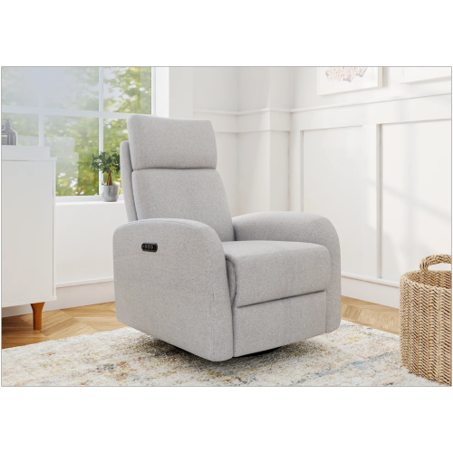 L'il Angels Serena Triple Power Glider, Award-Winning Comfort with Adjustable Headrest, Lumbar Support, and USB Charging - Grey