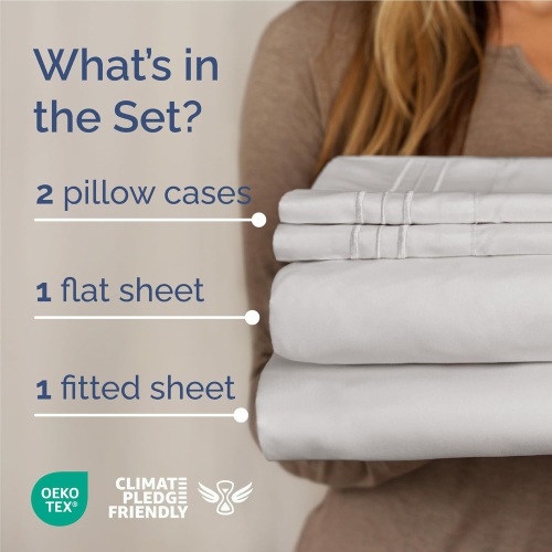 Queen Size 4 Piece Sheet Set - Comfy Breathable & Cooling Sheets - Hotel Luxury Bed Sheets - Deep Pockets, Easy-Fit, Soft & Wrinkle Free Sheets -