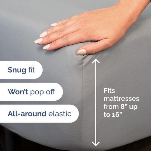 Ensemble de draps 4 pièces pour grand lit - Comfy Breathable & Cooling Sheets - draps Hotel Luxury - poches profondes, Easy-Fit, draps doux et non