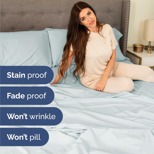 Ensemble de draps 4 pièces pour grand lit - Comfy Breathable & Cooling Sheets - Hotel Luxury Bed Sheets Deep pochettes, Easy-Fit, draps extra-doux et